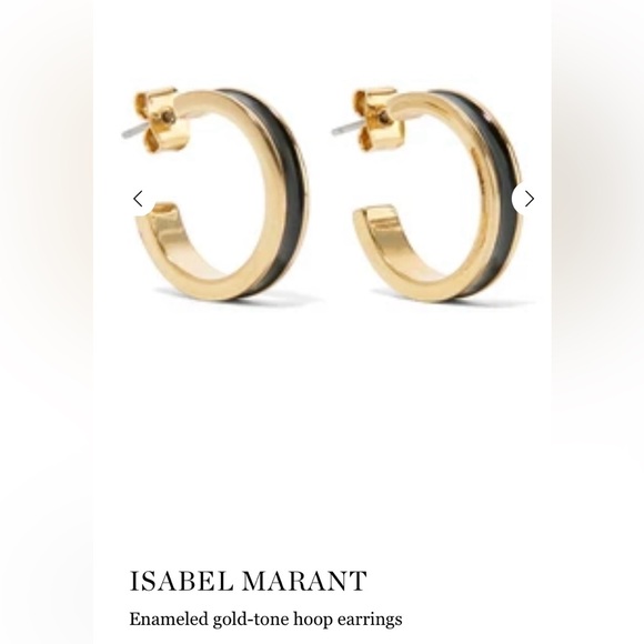 Isabel Marant ‘Casablanca’ Black Enameled Gold Hoop Earrings ASO Meghan Markle - Picture 12 of 13